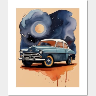 Watercolor Vintage Automobile Posters and Art